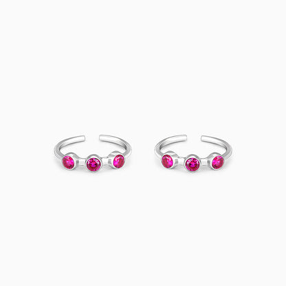 Silver Precious Pink Toe Rings