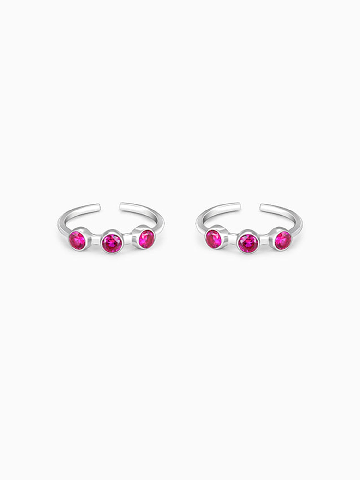 Silver Precious Pink Toe Rings