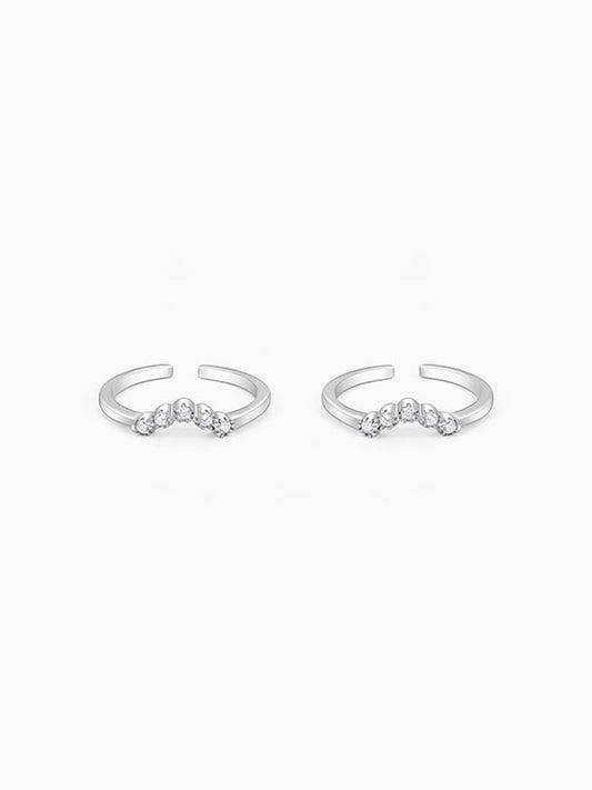 Silver Gilded Sparkle Toe Rings