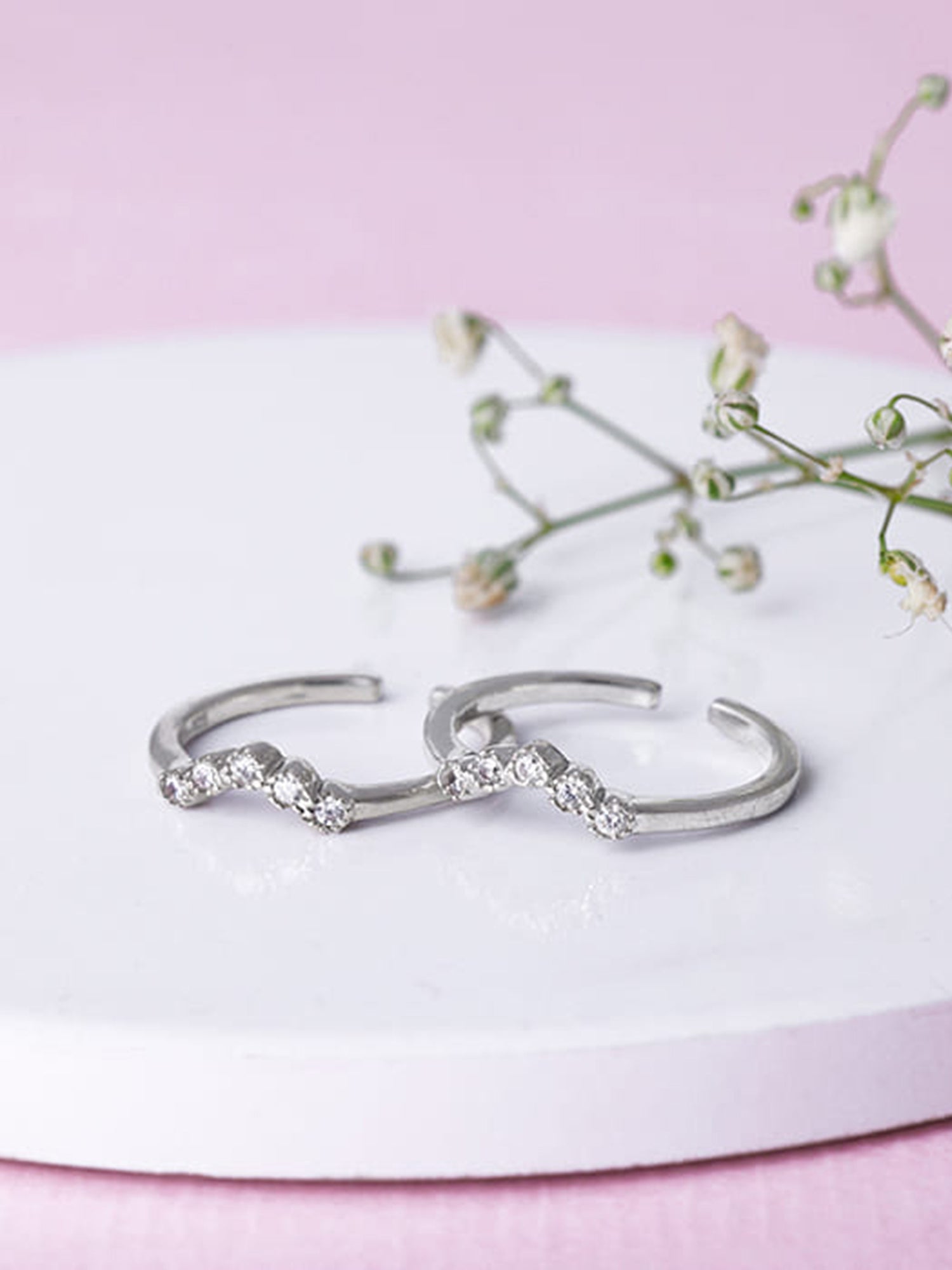 Silver Gilded Sparkle Toe Rings