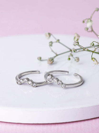 Silver Gilded Sparkle Toe Rings