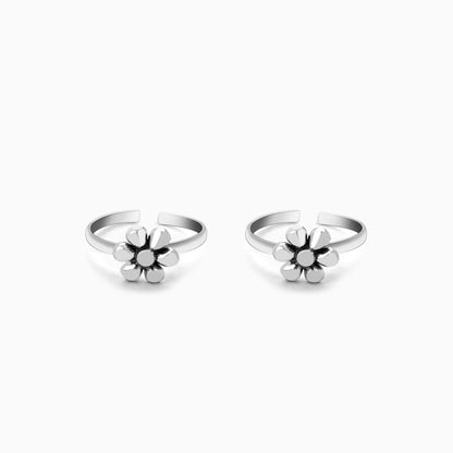 Silver Floral Bliss Toe Rings