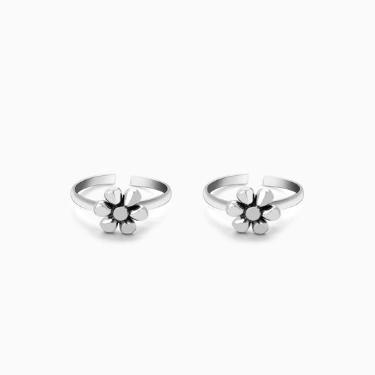 Silver Floral Bliss Toe Rings