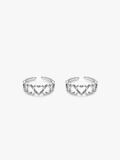 Silver Love's Embrace Toe Rings