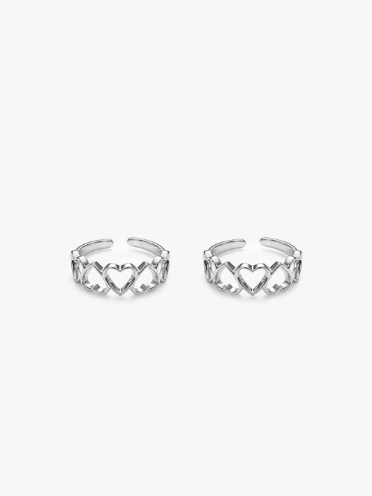 Silver Love's Embrace Toe Rings
