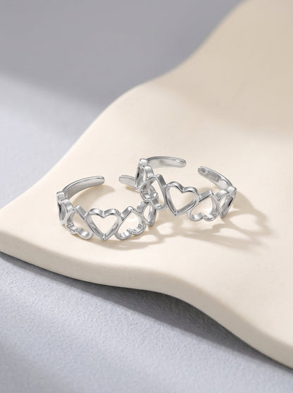 Silver Love's Embrace Toe Rings