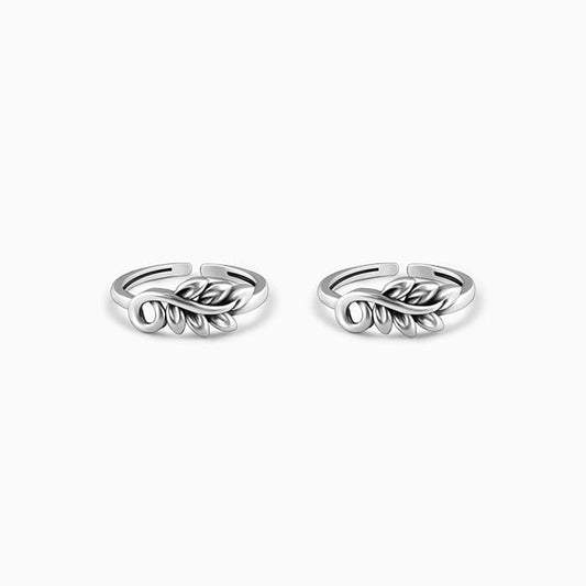 Oxidised Silver Oak Leaves Toe Rings