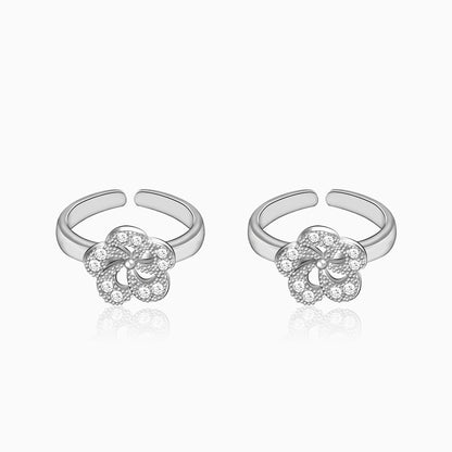 Silver Flower Toe Rings