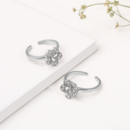 Silver Flower Toe Rings