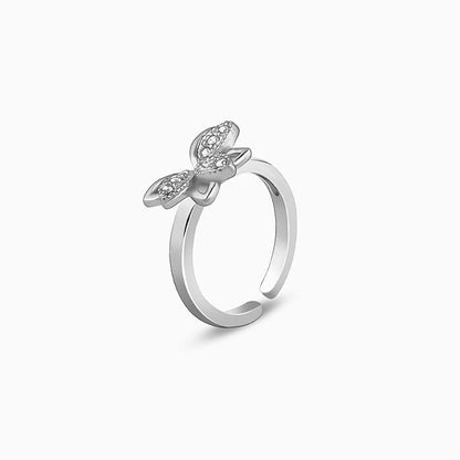 Silver Crescent Flower Toe Rings