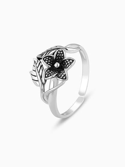 Oxidised Silver Floral Muse Toe Rings