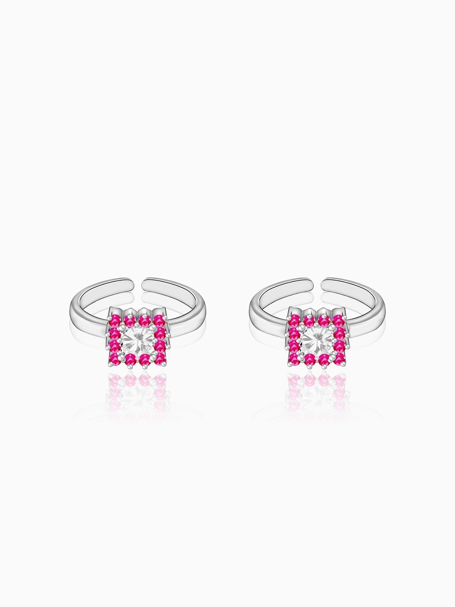 Silver Pop Pink Symmetry Toe Ring