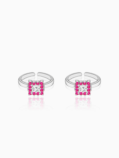 Silver Pop Pink Symmetry Toe Ring