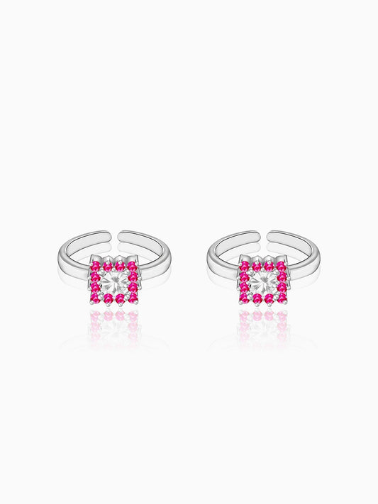 Silver Pop Pink Symmetry Toe Ring