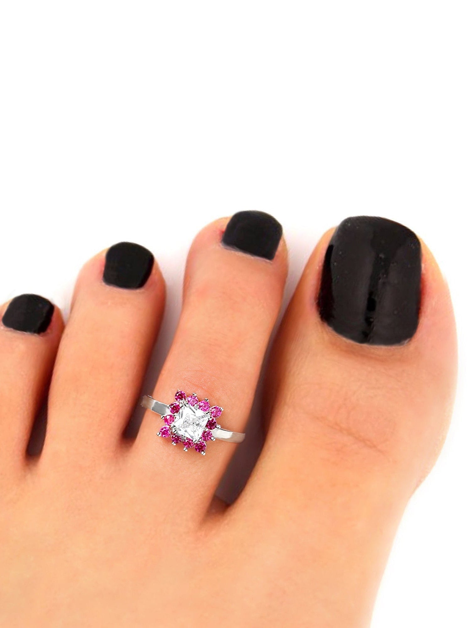 Silver Pop Pink Symmetry Toe Ring