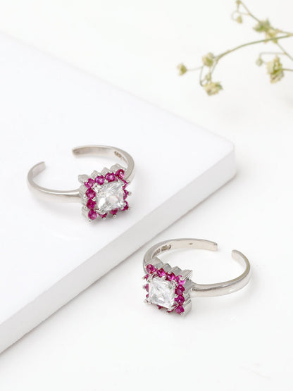 Silver Pop Pink Symmetry Toe Ring