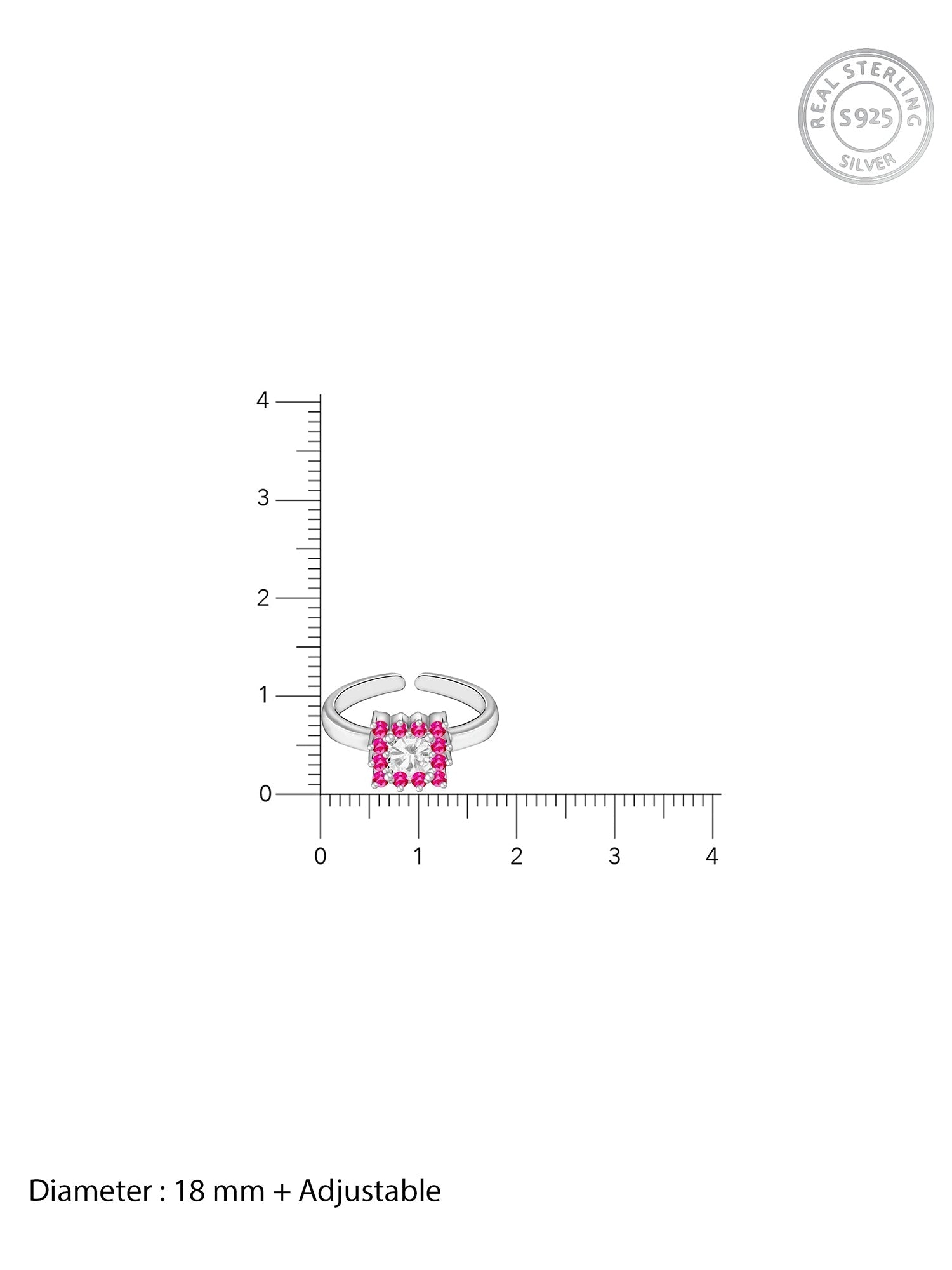 Silver Pop Pink Symmetry Toe Ring