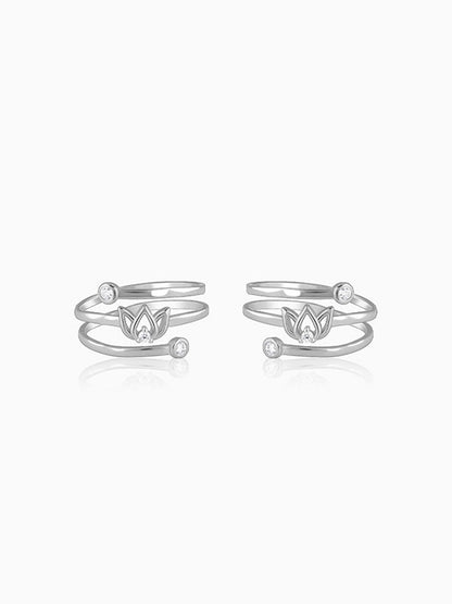 Silver Elegant Lotus Toe Rings
