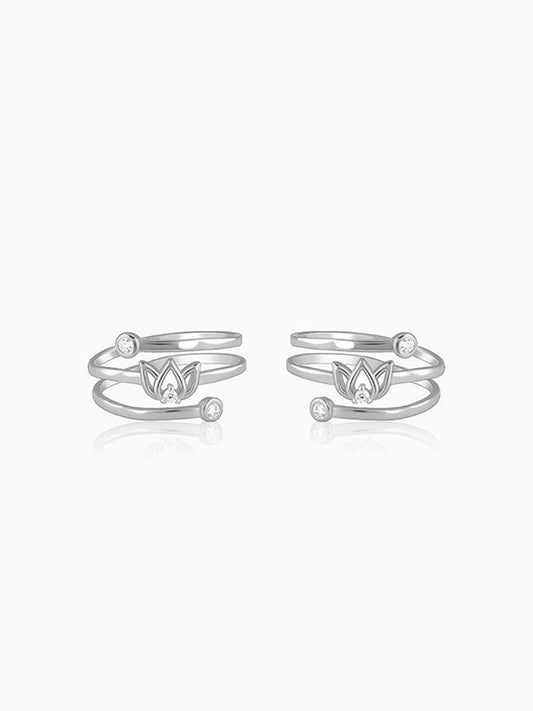 Silver Elegant Lotus Toe Rings