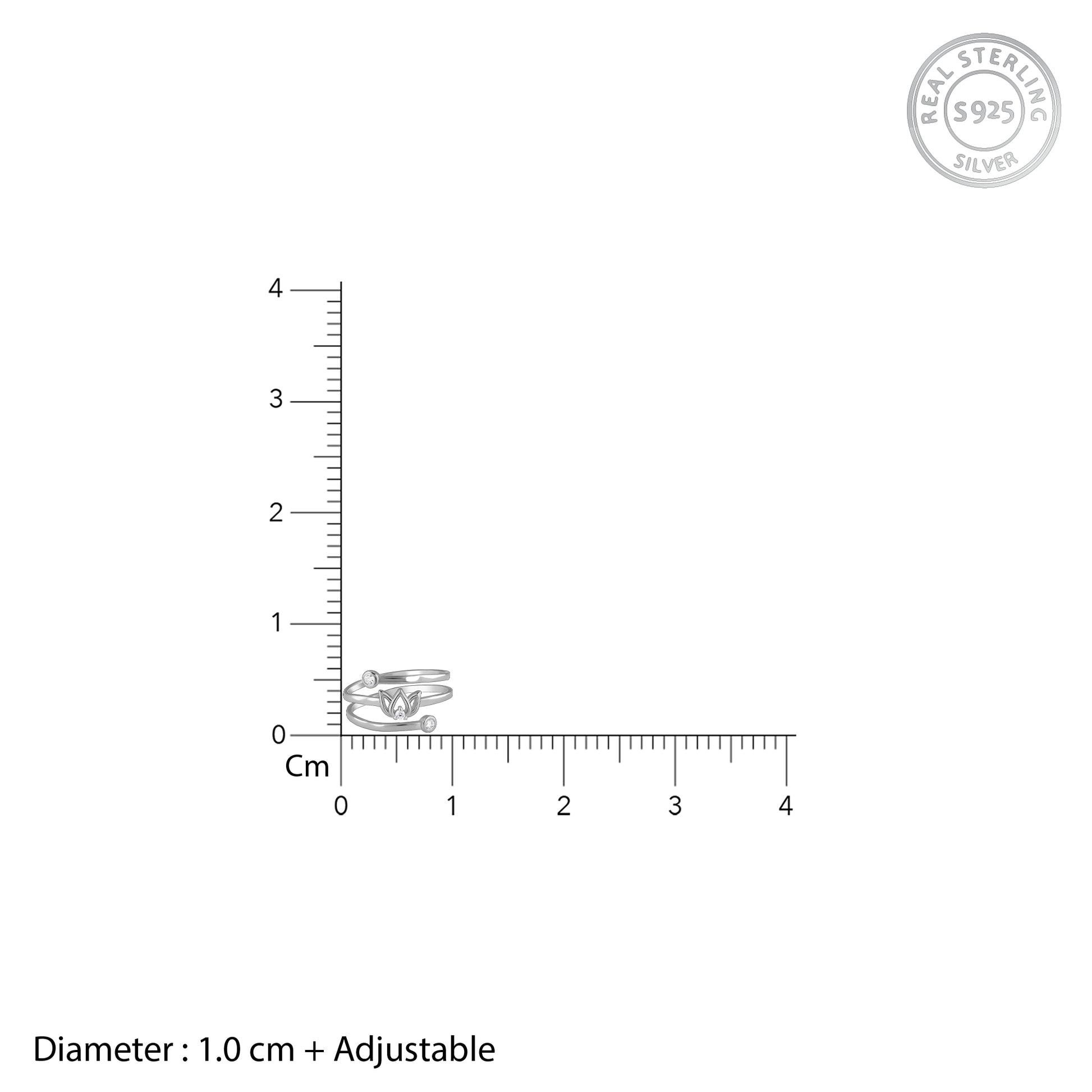 Silver Lotus Motif Toe Rings with Zircons.