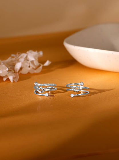 Silver Elegant Lotus Toe Rings