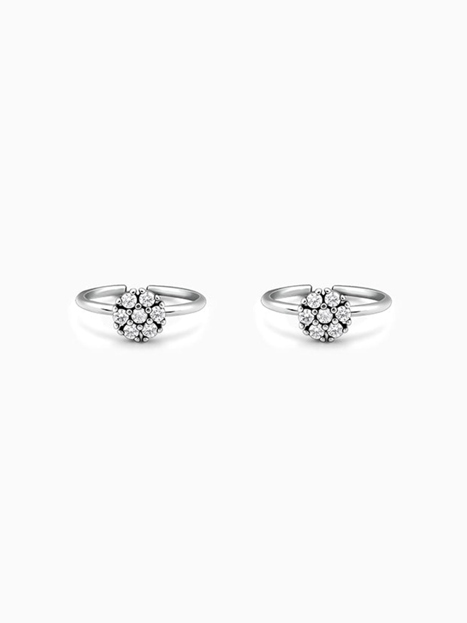 Oxidised Silver Round Floral Toe Rings