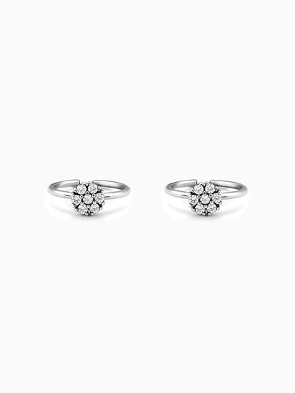 Oxidised Silver Round Floral Toe Rings