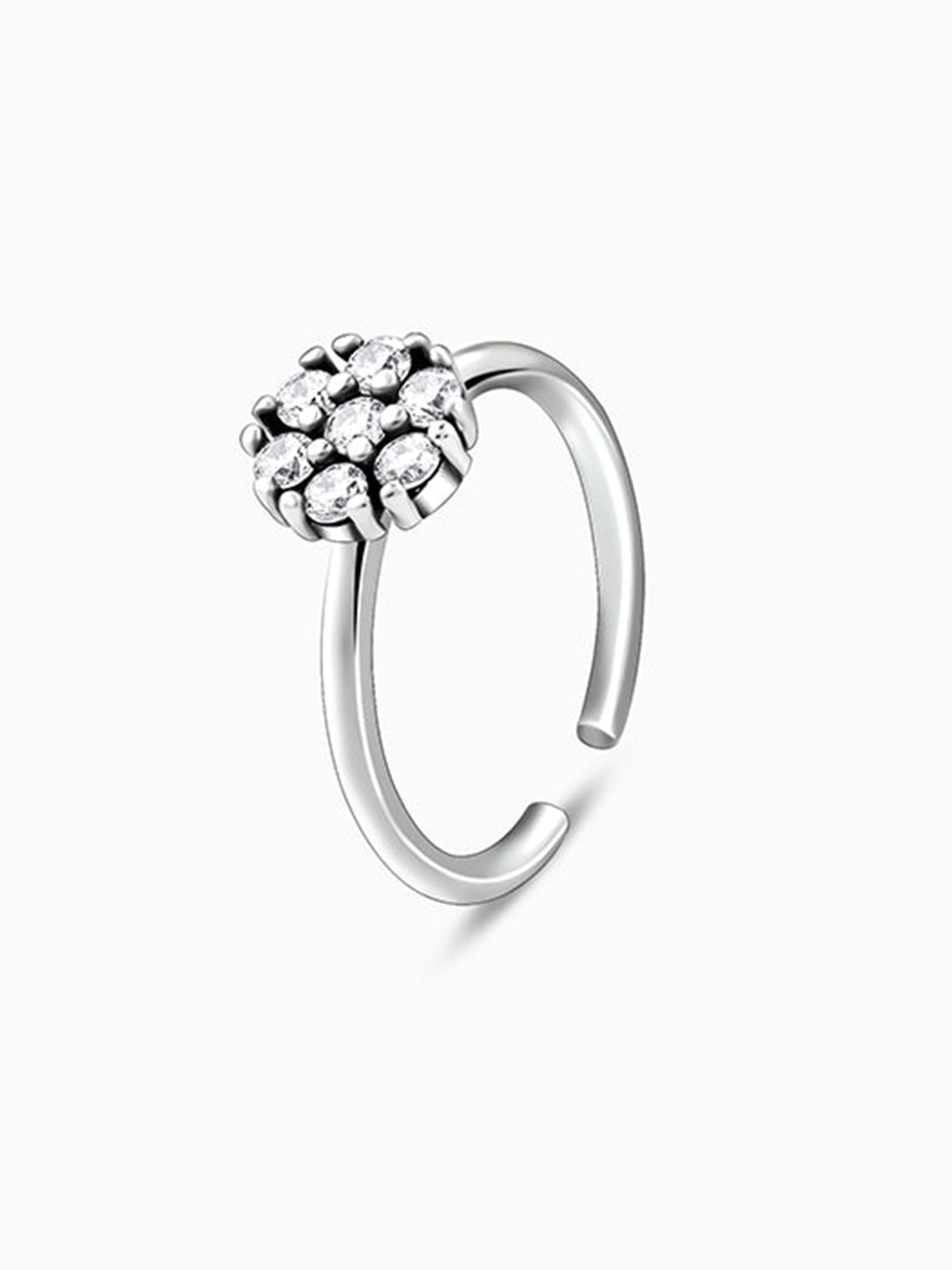Oxidised Silver Round Floral Toe Rings