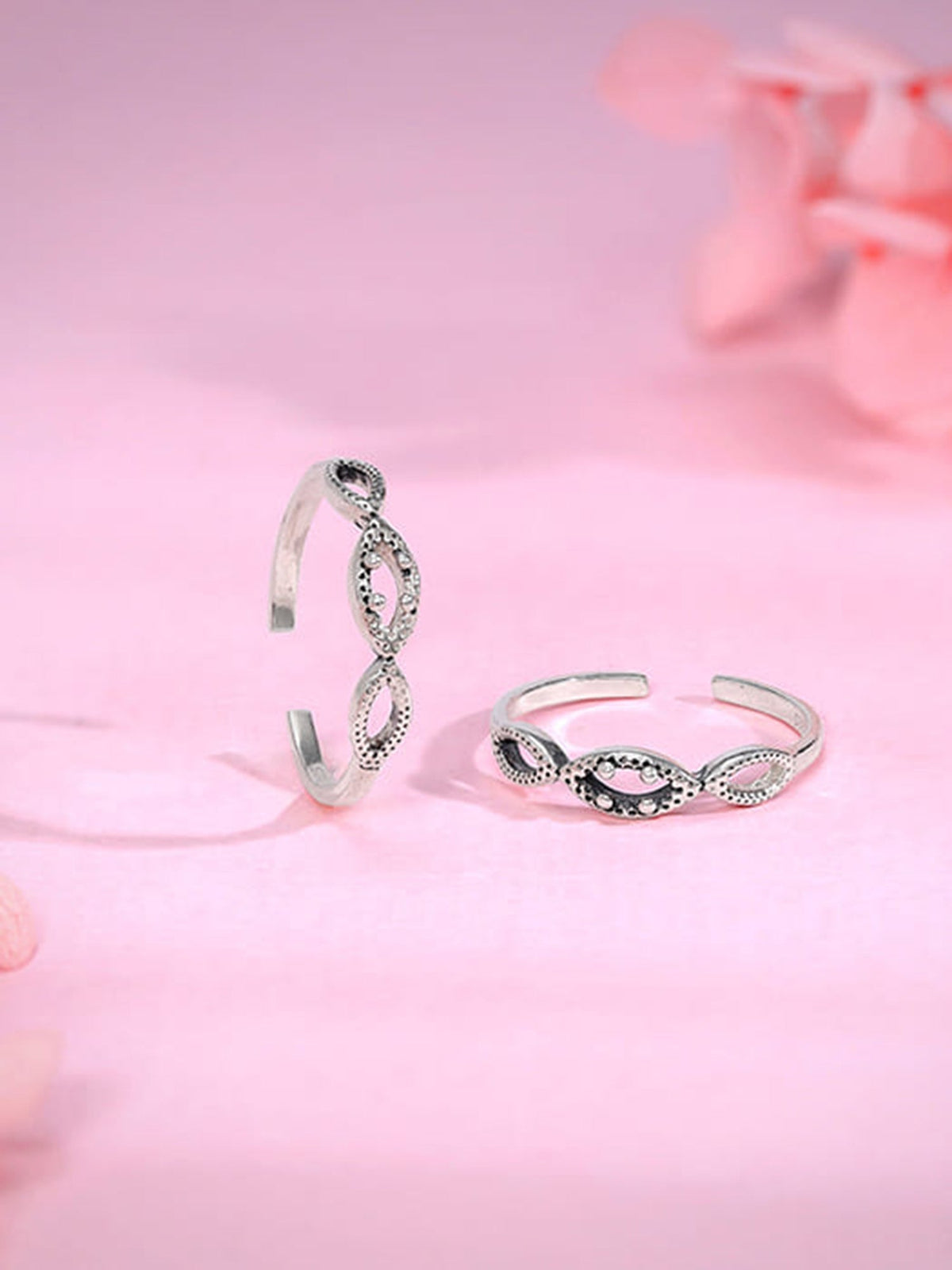 Oxidised Silver Gurbani Toe Rings