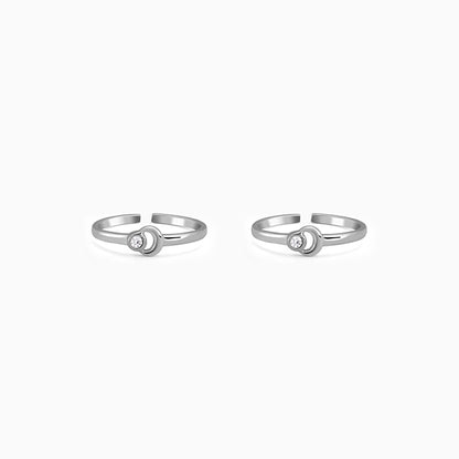 Silver Crescent Moon Toe Rings