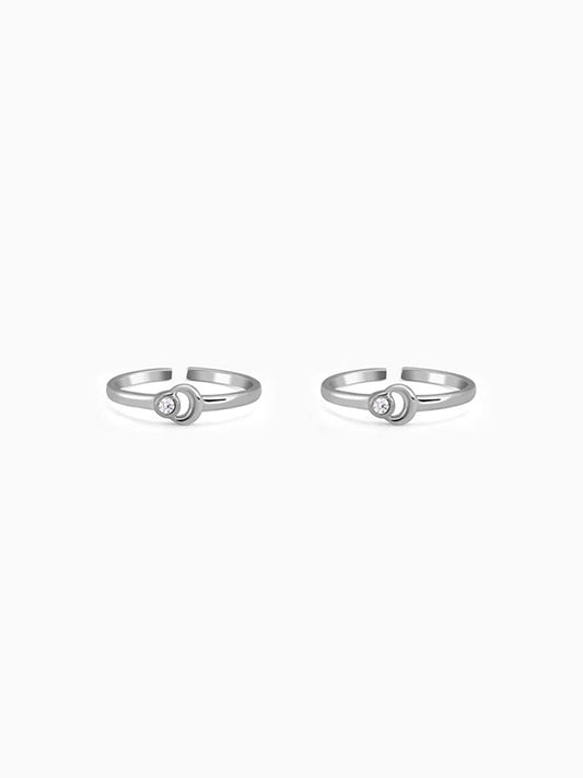 Silver Crescent Moon Toe Rings