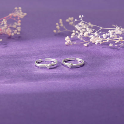 Oxidised Silver Heart Toe Rings