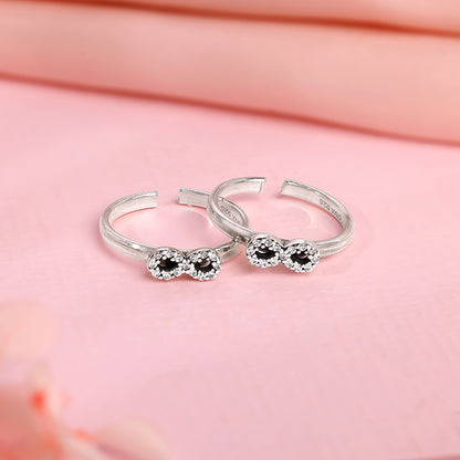 Oxidised Silver Infinity Bling Toe Rings