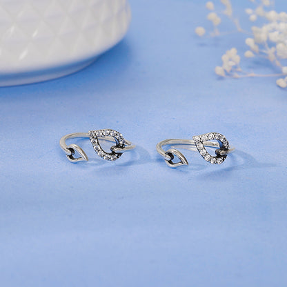 Oxidised Silver Aparajita Open Toe Rings