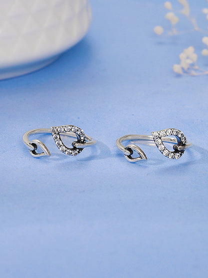 Oxidised Silver Aparajita Open Toe Rings
