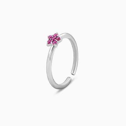 Oxidised Silver Pink Floral Toe Rings