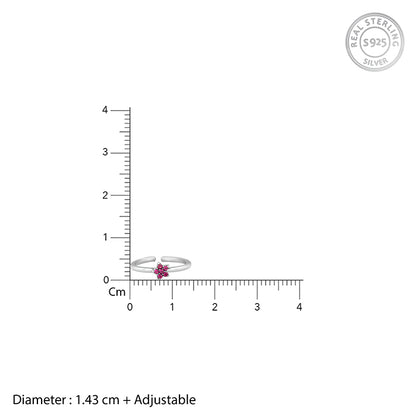 Oxidised Silver Pink Floral Toe Rings