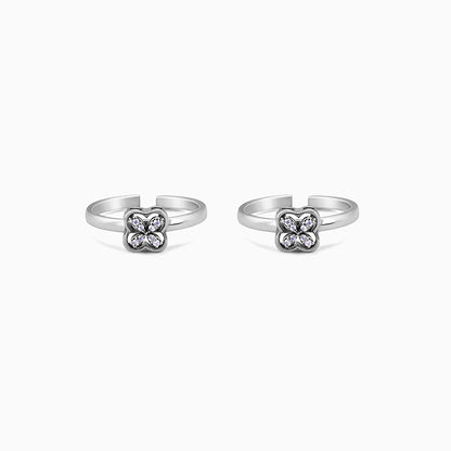 Oxidised Silver Clover Toe Rings
