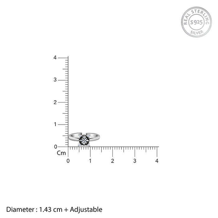 Oxidised Silver Keerthana Toe Rings for women with zircons