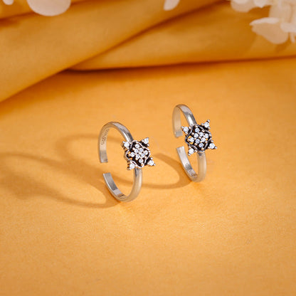 Oxidised Silver Keerthana Toe Rings