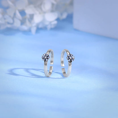 Oxidised Silver Floral Toe Rings