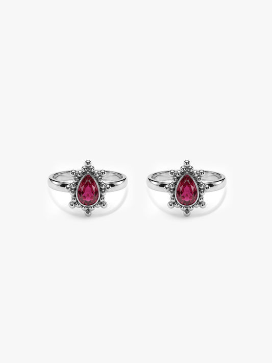 Oxidised Silver Pear Toe Rings