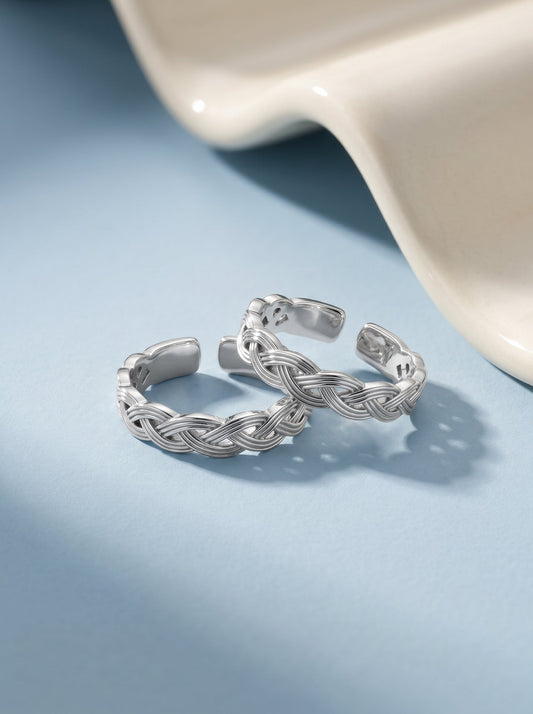 Silver Celtic Tide Toe Rings