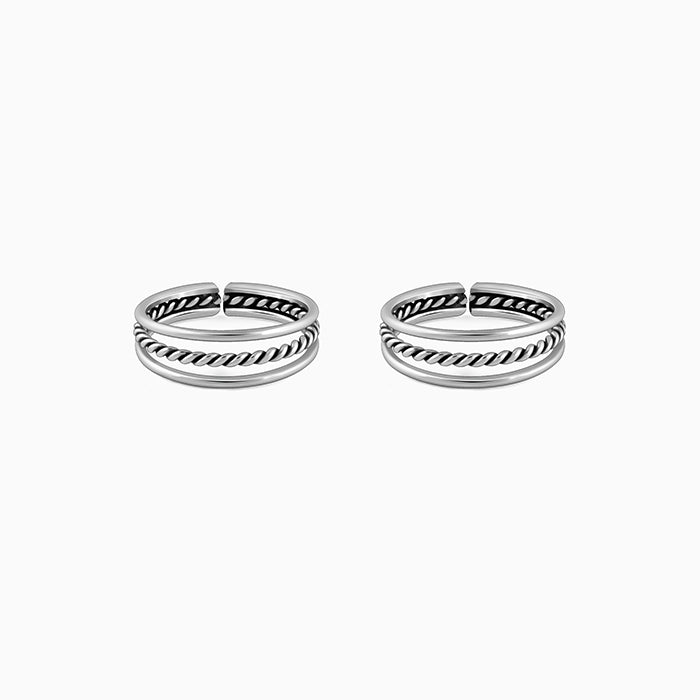 Oxidised Silver Footsie Bling Toe Rings- oxidised silver toe rings for women