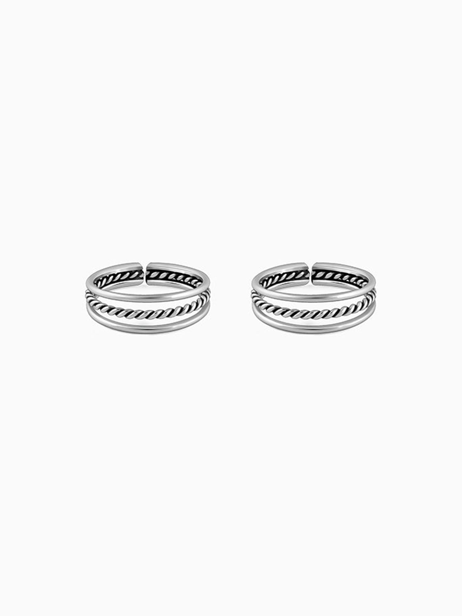 Oxidised Silver Footsie Bling Toe Rings