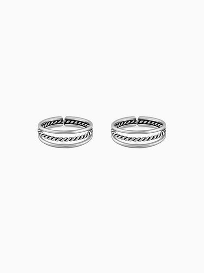 Oxidised Silver Footsie Bling Toe Rings