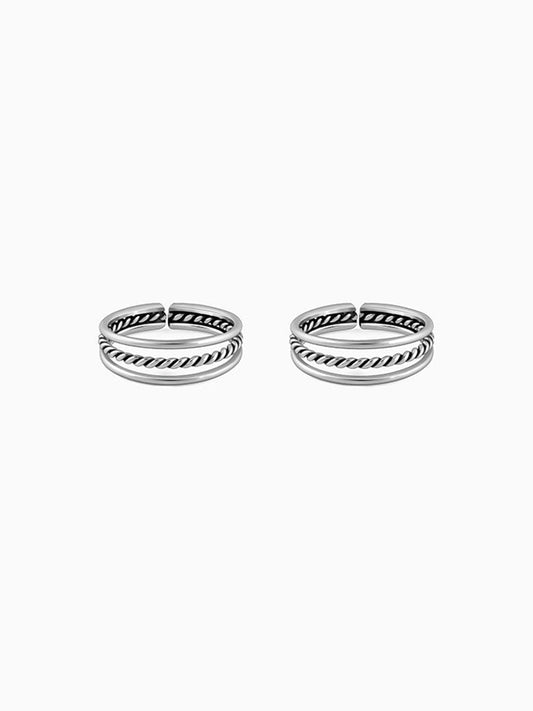 Oxidised Silver Footsie Bling Toe Rings