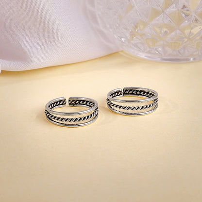 Oxidised Silver Footsie Bling Toe Rings