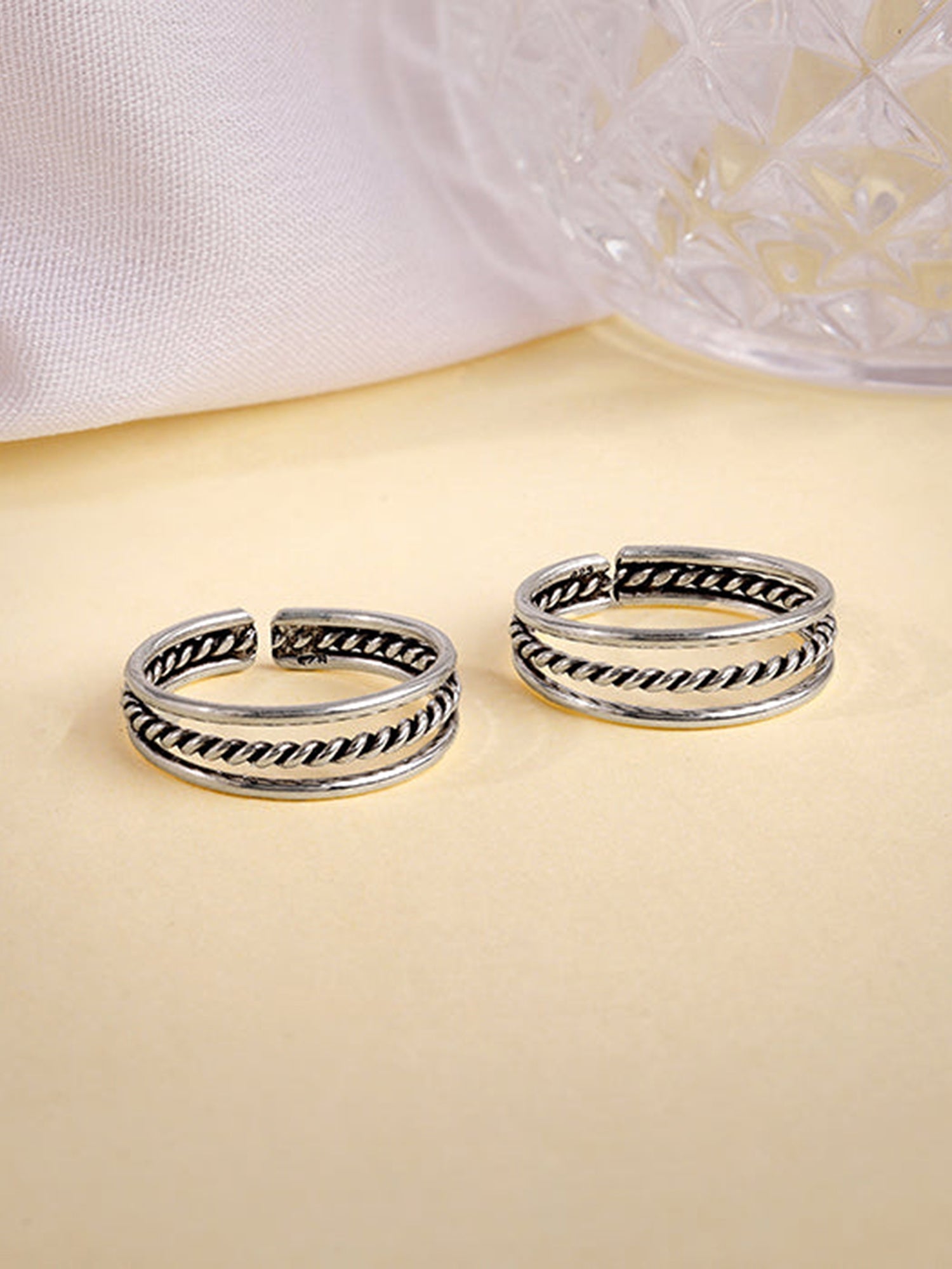 Oxidised Silver Footsie Bling Toe Rings
