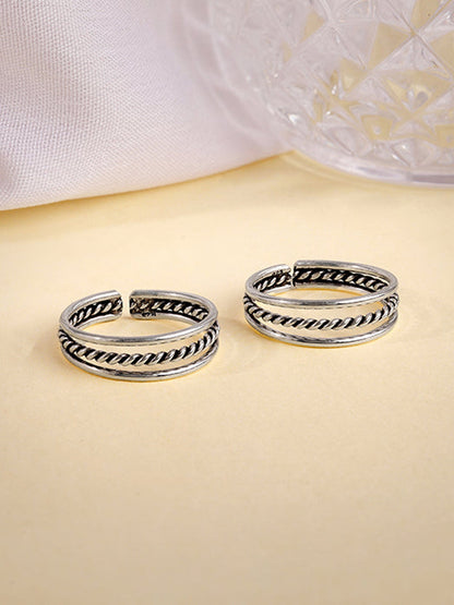 Oxidised Silver Footsie Bling Toe Rings